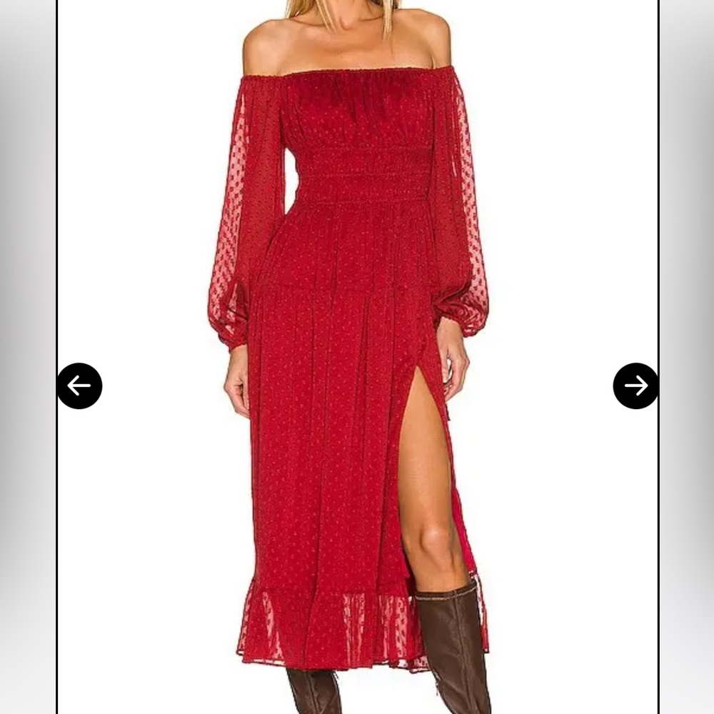 Tularosa Luke off the shoulder midi dress red